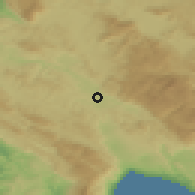 Shaded relief of the 51 km around Koseze, drawn from the GMTED2010 grid