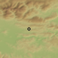Shaded relief of the 51 km around Krašnja, drawn from the GMTED2010 grid