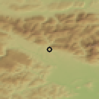Shaded relief of the 51 km around Križe, drawn from the GMTED2010 grid