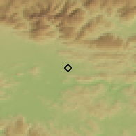 Shaded relief of the 51 km around Krtina, drawn from the GMTED2010 grid