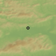 Shaded relief of the 51 km around Leskovec pri Krškem, drawn from the GMTED2010 grid