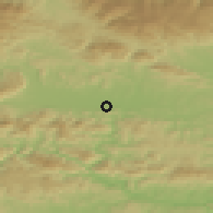 Shaded relief of the 51 km around Levec, drawn from the GMTED2010 grid