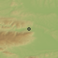 Shaded relief of the 51 km around Limbuš, drawn from the GMTED2010 grid