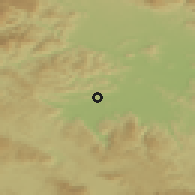 Shaded relief of the 51 km around Log pri Brezovici, drawn from the GMTED2010 grid