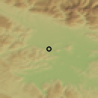 Shaded relief of the 51 km around Loka, drawn from the GMTED2010 grid