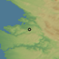 Shaded relief of the 51 km around Marezige, drawn from the GMTED2010 grid