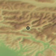 Shaded relief of the 51 km around Bovec, drawn from the GMTED2010 grid