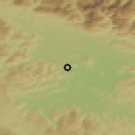 Shaded relief of the 51 km around Medno, drawn from the GMTED2010 grid