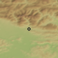 Shaded relief of the 51 km around Mekinje, drawn from the GMTED2010 grid