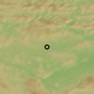 Shaded relief of the 51 km around Mirna, drawn from the GMTED2010 grid
