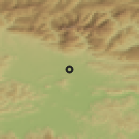 Shaded relief of the 51 km around Moste, drawn from the GMTED2010 grid