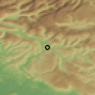 Shaded relief of the 51 km around Most na Soči, drawn from the GMTED2010 grid