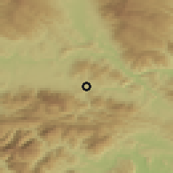 Shaded relief of the 51 km around Brda, drawn from the GMTED2010 grid