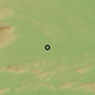 Shaded relief of the 51 km around Njiverce, drawn from the GMTED2010 grid