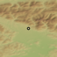 Shaded relief of the 51 km around Olševek, drawn from the GMTED2010 grid