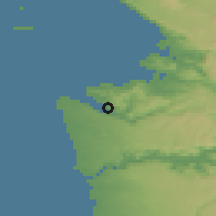 Shaded relief of the 51 km around Parecag, drawn from the GMTED2010 grid
