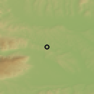 Shaded relief of the 51 km around Pernica, drawn from the GMTED2010 grid
