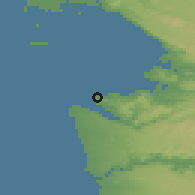 Shaded relief of the 51 km around Piran, drawn from the GMTED2010 grid