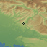 Shaded relief of the 51 km around Plave, drawn from the GMTED2010 grid