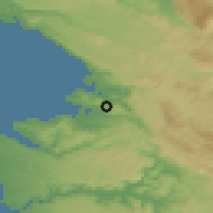 Shaded relief of the 51 km around Plavje, drawn from the GMTED2010 grid