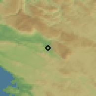 Shaded relief of the 51 km around Podraga, drawn from the GMTED2010 grid