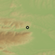 Shaded relief of the 51 km around Bresternica, drawn from the GMTED2010 grid