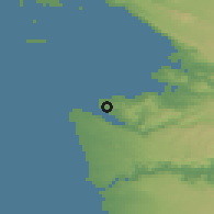 Shaded relief of the 51 km around Portorož, drawn from the GMTED2010 grid