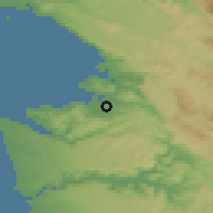 Shaded relief of the 51 km around Prade, drawn from the GMTED2010 grid