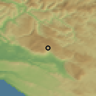 Shaded relief of the 51 km around Predmeja, drawn from the GMTED2010 grid