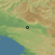Shaded relief of the 51 km around Preserje, drawn from the GMTED2010 grid