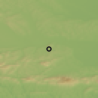 Shaded relief of the 51 km around Pristava, drawn from the GMTED2010 grid