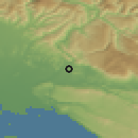 Shaded relief of the 51 km around Pristava, drawn from the GMTED2010 grid