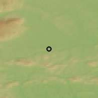 Shaded relief of the 51 km around Ptujska Gora, drawn from the GMTED2010 grid