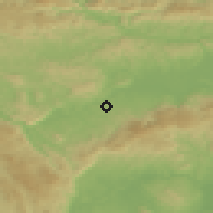 Shaded relief of the 51 km around Ratež, drawn from the GMTED2010 grid