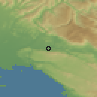 Shaded relief of the 51 km around Renče, drawn from the GMTED2010 grid