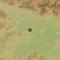 Shaded relief of the 51 km around Reteče, drawn from the GMTED2010 grid