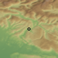 Shaded relief of the 51 km around Ročinj, drawn from the GMTED2010 grid