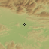 Shaded relief of the 51 km around Rodica, drawn from the GMTED2010 grid