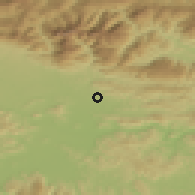 Shaded relief of the 51 km around Rova, drawn from the GMTED2010 grid