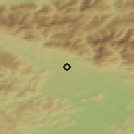 Shaded relief of the 51 km around Britof, drawn from the GMTED2010 grid