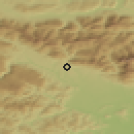 Shaded relief of the 51 km around Sebenje, drawn from the GMTED2010 grid