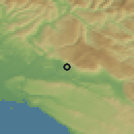 Shaded relief of the 51 km around Šempas, drawn from the GMTED2010 grid
