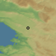Shaded relief of the 51 km around Sežana, drawn from the GMTED2010 grid
