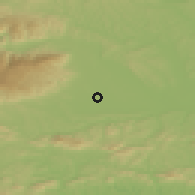 Shaded relief of the 51 km around Šikole, drawn from the GMTED2010 grid