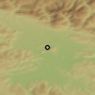 Shaded relief of the 51 km around Skaručna, drawn from the GMTED2010 grid