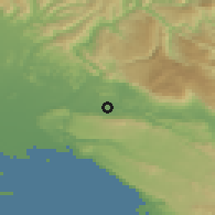 Shaded relief of the 51 km around Bukovica, drawn from the GMTED2010 grid