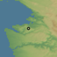 Shaded relief of the 51 km around Šmarje, drawn from the GMTED2010 grid