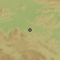 Shaded relief of the 51 km around Smrjene, drawn from the GMTED2010 grid