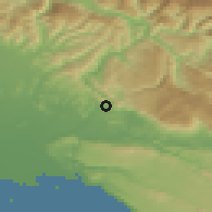 Shaded relief of the 51 km around Solkan, drawn from the GMTED2010 grid