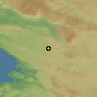 Shaded relief of the 51 km around Štorje, drawn from the GMTED2010 grid